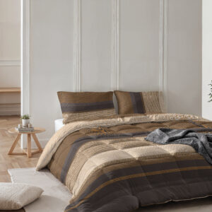 All-in one Lazy dekbed Marina Taupe 140 x 200 Met Kussensloop