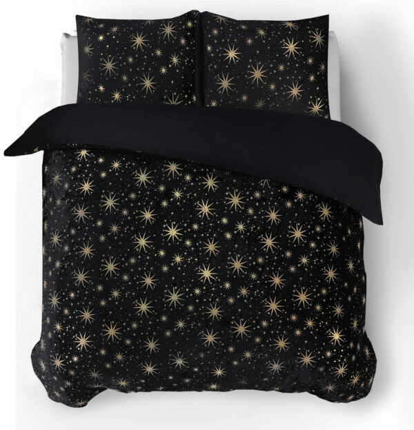 Glamour Flanel Stars Foil Zwart 140 x 200/220 - Afbeelding 2