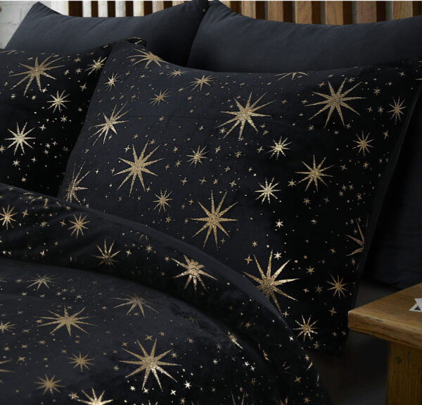 Glamour Flanel Stars Foil Zwart 140 x 200/220 - Afbeelding 3