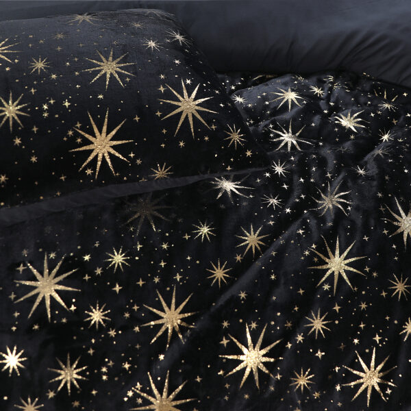 Glamour Flanel Stars Foil Zwart 140 x 200/220 - Afbeelding 5