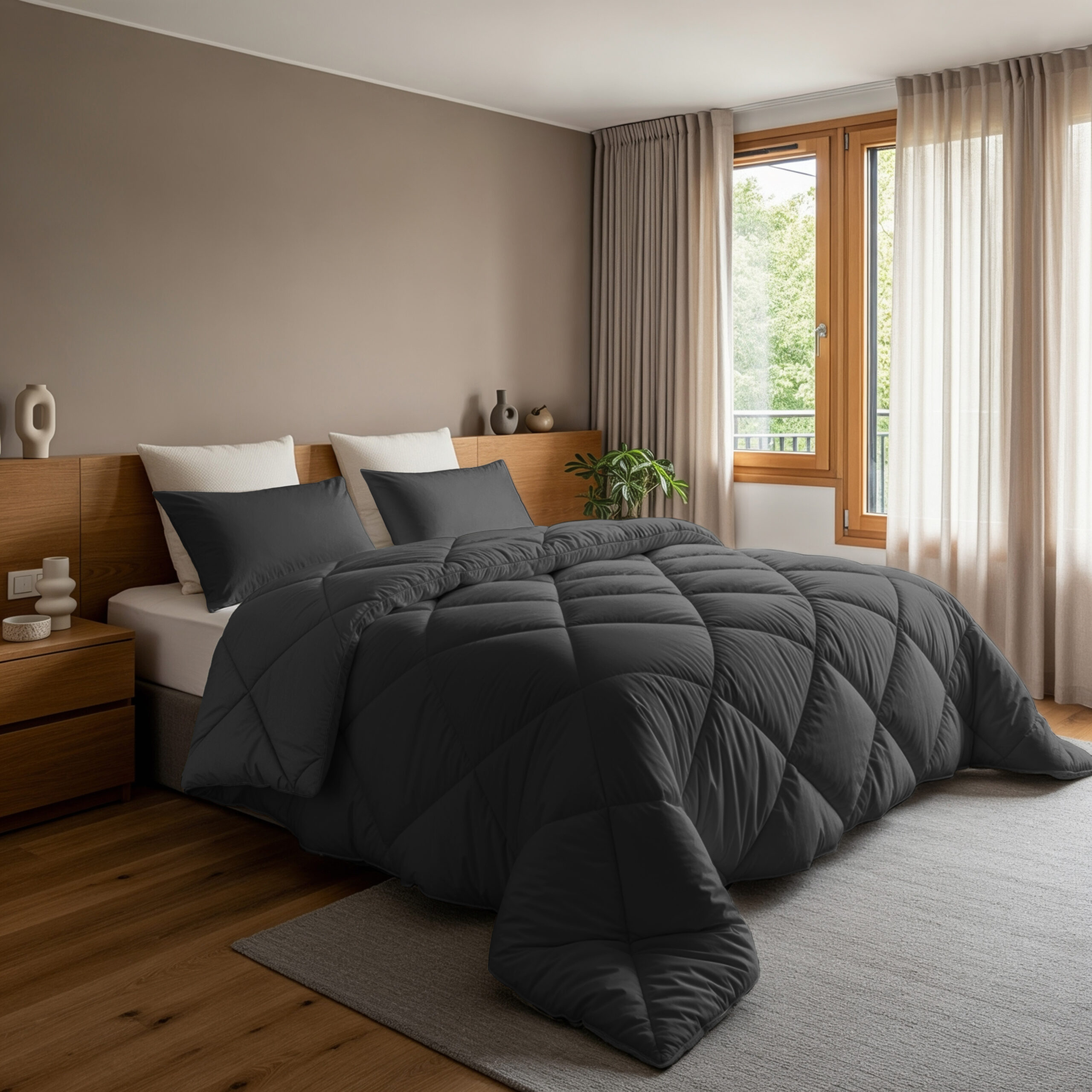 Lazy Dekbed Diamond Antraciet 200 x 200 Met Kussenslopen