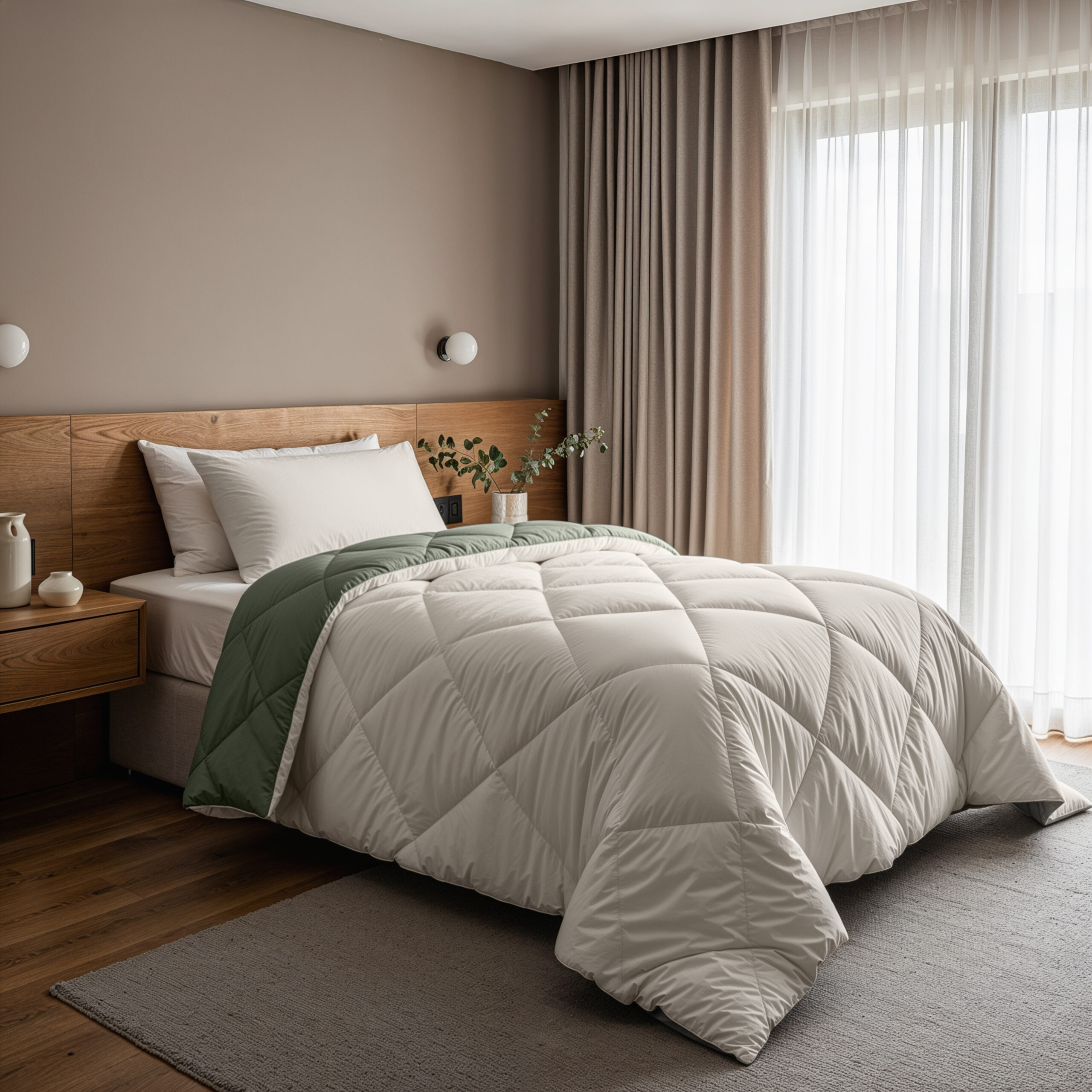 Lazy Dekbed Diamond Crème/Groen 140 x 200 Met Kussensloop