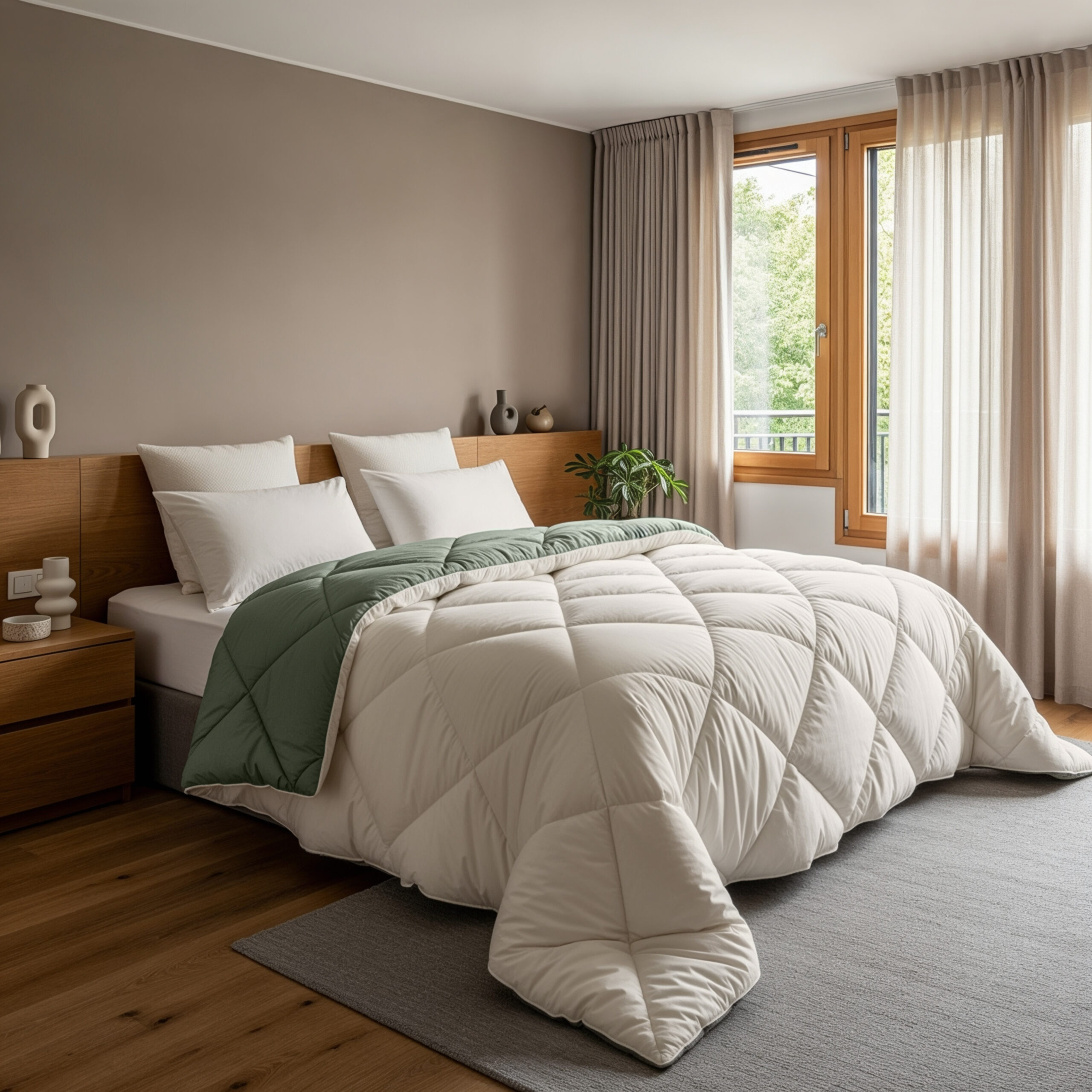 Lazy Dekbed Diamond Crème/Groen 240 x 200 Met Kussenslopen