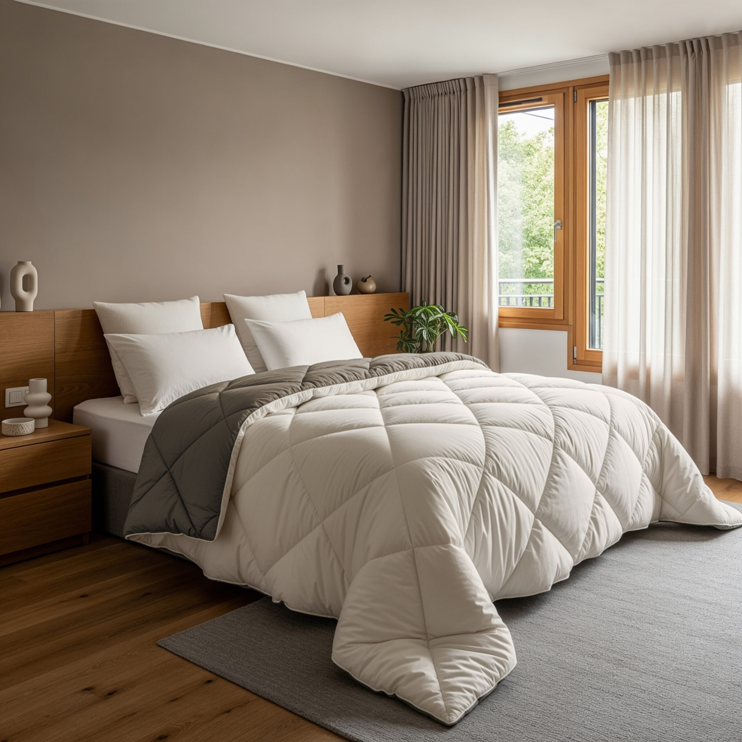 Lazy Dekbed Diamond Crème/Kaki 200 x 200 Met Kussenslopen