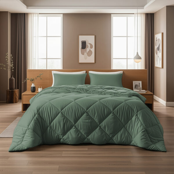 Lazy Dekbed Diamond Groen 200 x 200 Met Kussenslopen - Afbeelding 2