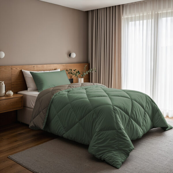Lazy Dekbed Diamond Groen/Kaki 140 x 200 Met Kussensloop