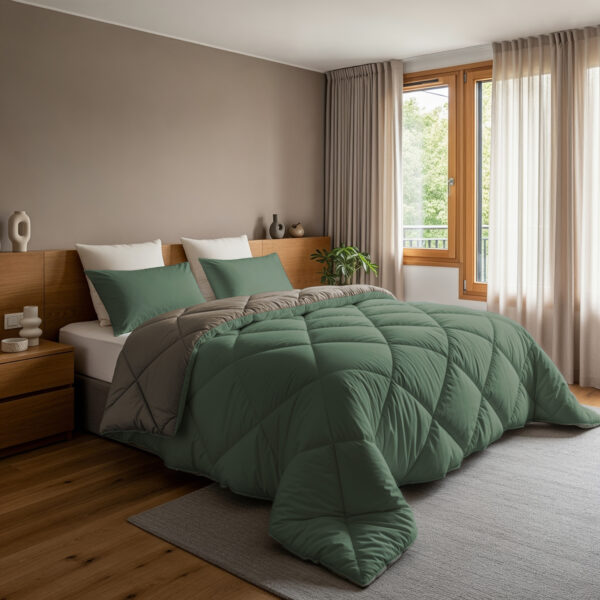 Lazy Dekbed Diamond Groen/Kaki 200 x 200 Met Kussenslopen