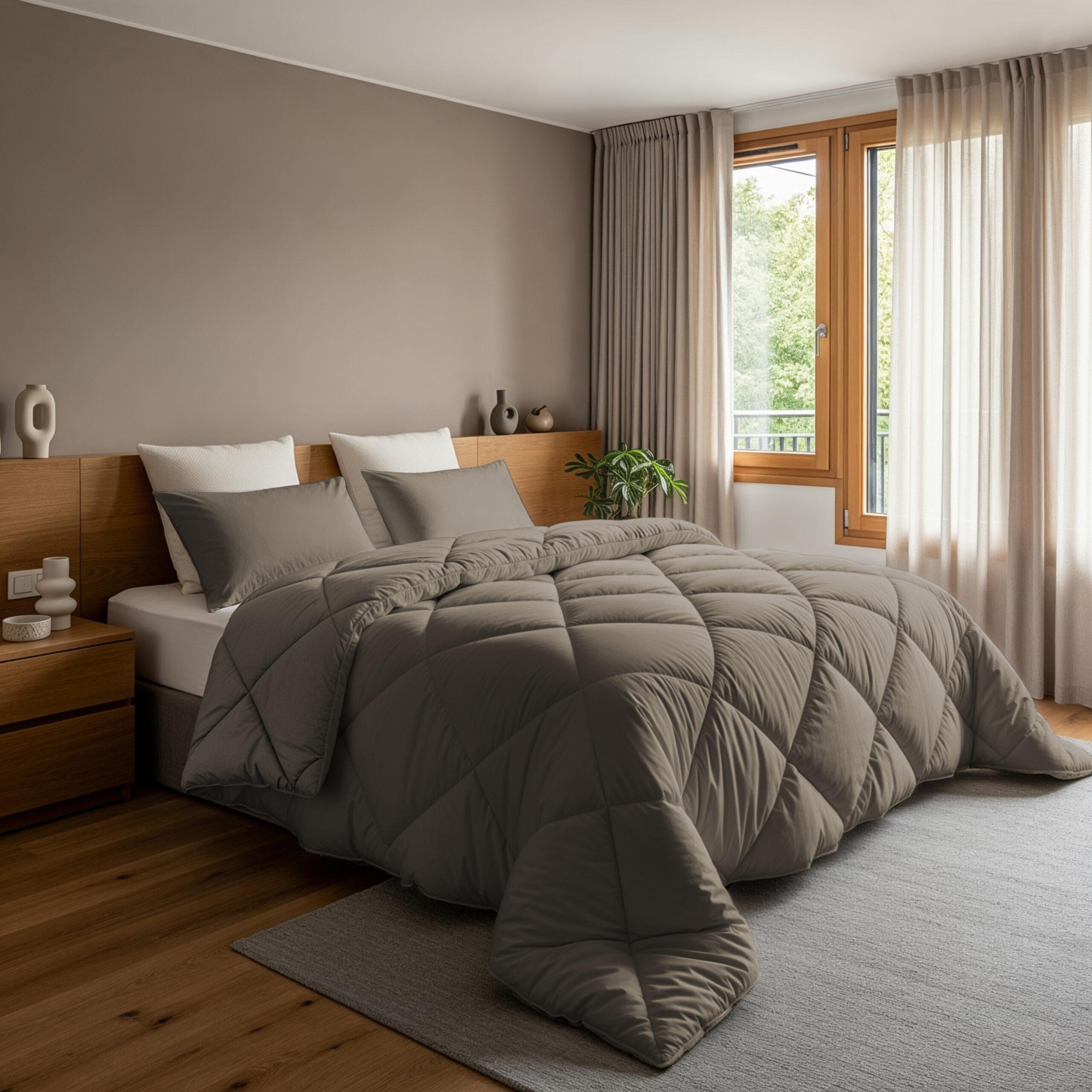 Lazy Dekbed Diamond Teak 200 x 200  Met Kussenslopen