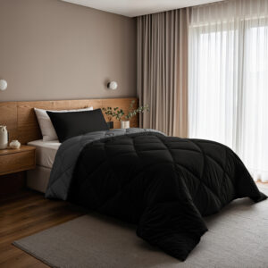 Lazy Dekbed Diamond Zwart / Antraciet 140 x 200 Met Kussensloop