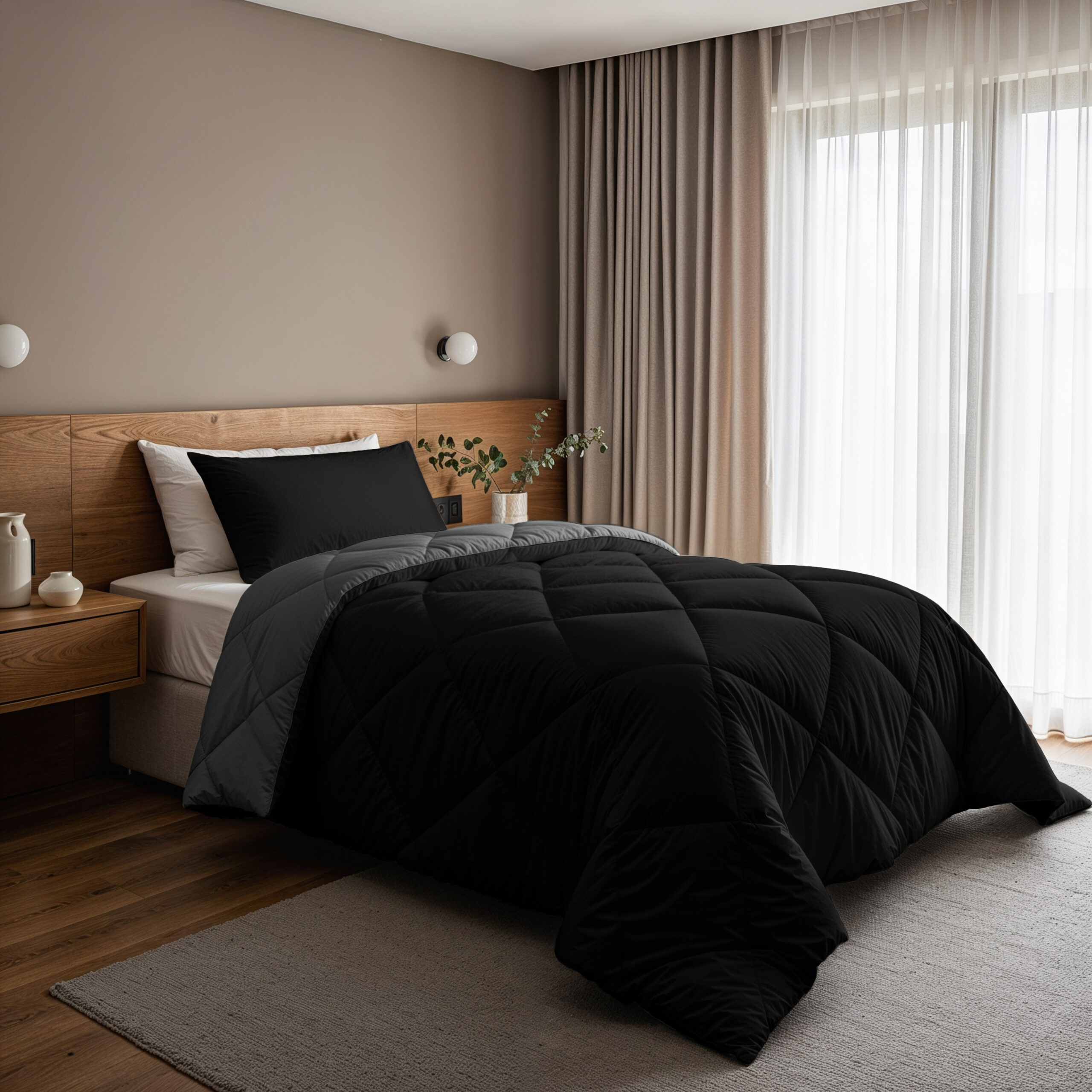 Lazy Dekbed Diamond Zwart / Antraciet 140 x 200 Met Kussensloop
