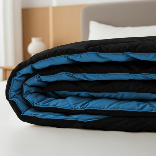 Lazy Dekbed Diamond Zwart / Zee Blauw 200 x 200 Met Kussenslopen - Afbeelding 5