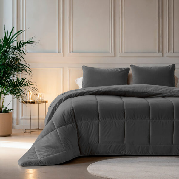Lazy Velvet Dekbed Antraciet 200 x 200 - Afbeelding 2