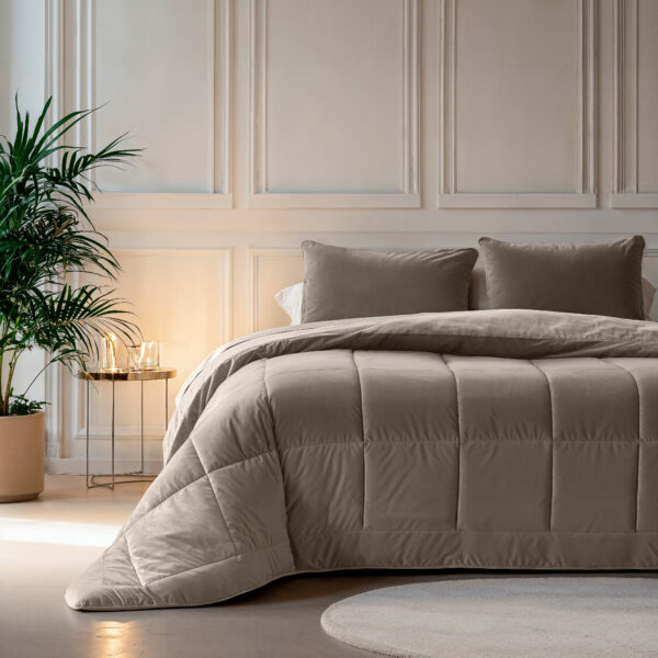 Lazy Velvet Dekbed Taupe/Grijs 240 x 200 - Afbeelding 2