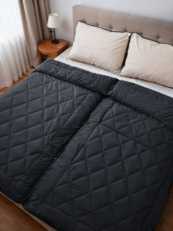 Partnerdekbed Zwart 240 x 220 - Afbeelding 3