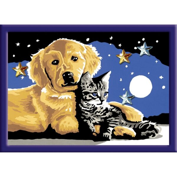 Ravensburger CreArt Schilderen op Nummer Hond en Poes Glitter - Afbeelding 2