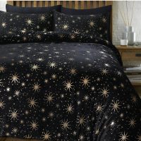 Glamour Flanel Stars Foil Zwart 140 x 200/220