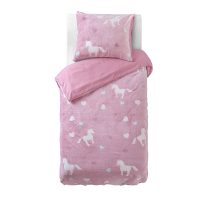 Glow in the dark Unicorn Roze 140 x 220