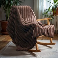 Rib Rabbit Fur Plaid Taupe/Gijs 150 x 200